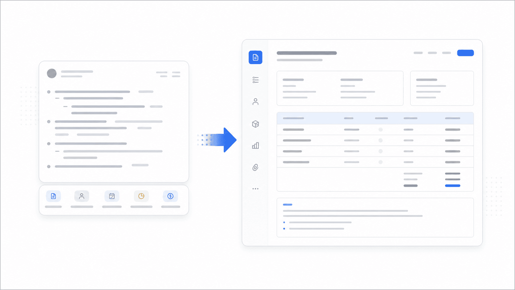 Rough client brief transforming into a structured quote draft